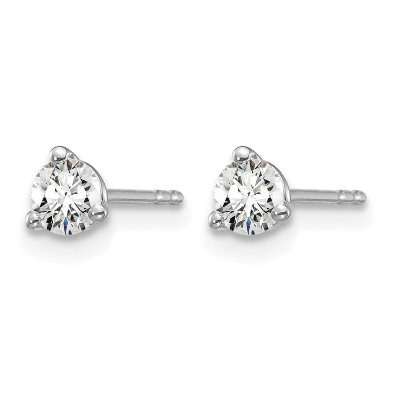 14K White Gold 1/3 Ctw Certified Lab Grown Diamond Vs+ F+ Round 3 Prong Heavy Wt. Stud Earrings