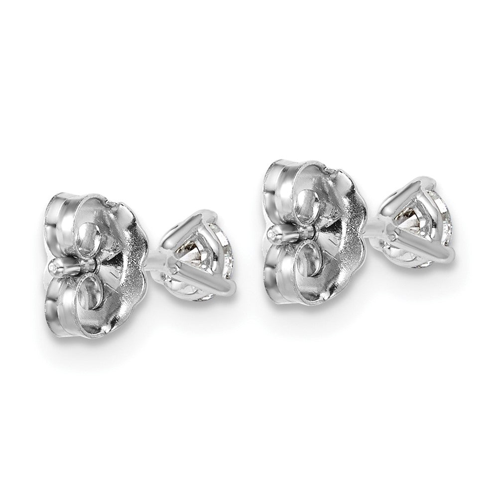 14k White Gold 1/3 Ct. Lab Grown Diamond VS/SI+ G+ Round Three Prong Stud Post Earrings