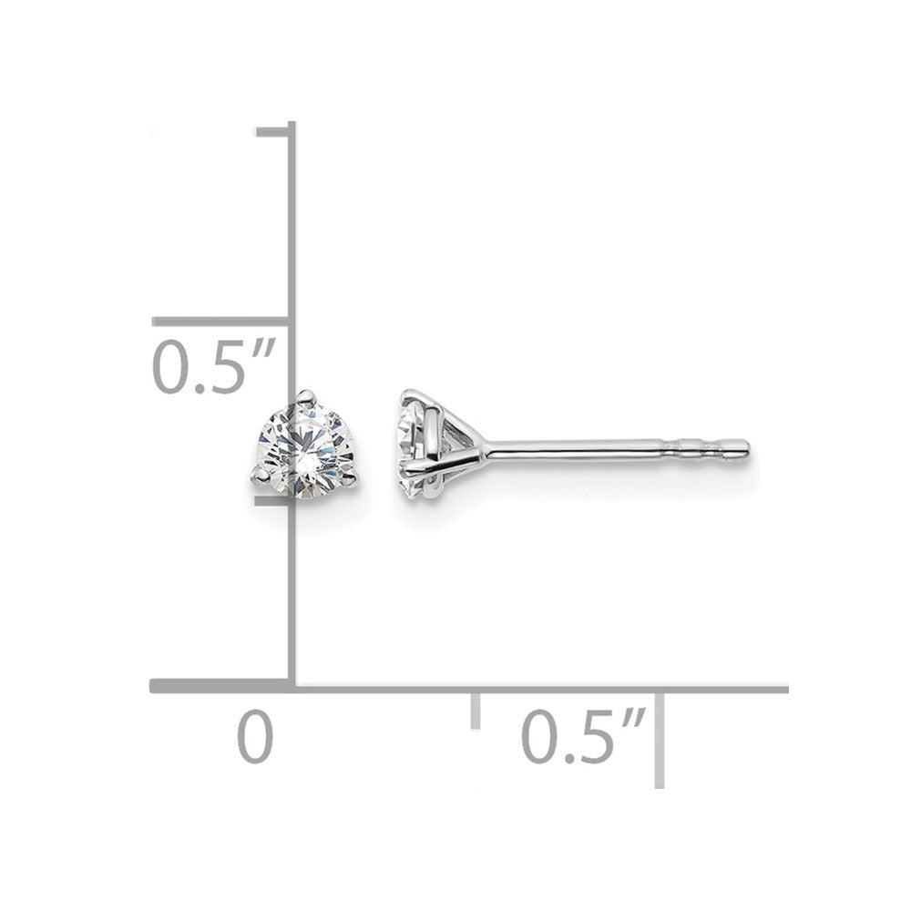 14k White Gold 1/3 Ct. Lab Grown Diamond VS/SI+ G+ Round Three Prong Stud Post Earrings