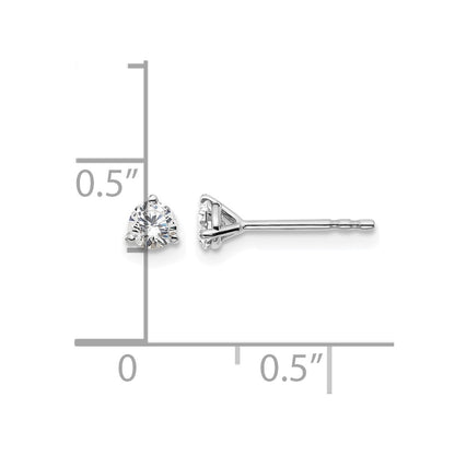 14K White Gold 1/3 Ctw Lab Grown Diamond Vs+ F+ Round 3 Prong Heavy Wt. Stud Earrings