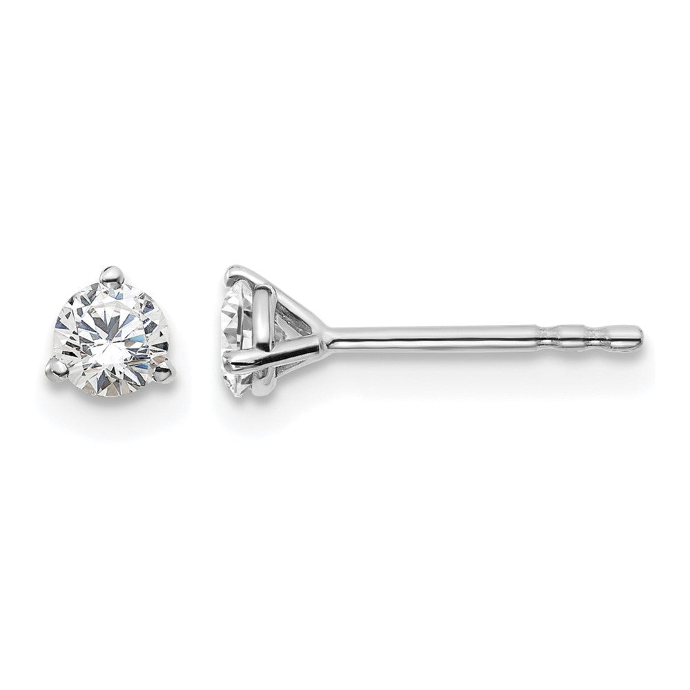 14K White Gold 1/3 Ctw Lab Grown Diamond Vs+ F+ Round 3 Prong Heavy Wt. Stud Earrings