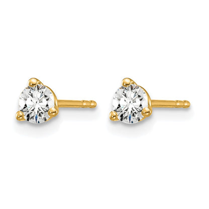 14K Yellow Gold 1/3 Ctw Lab Grown Diamond Vs+ F+ Round 3 Prong Heavy Wt. Stud Earrings