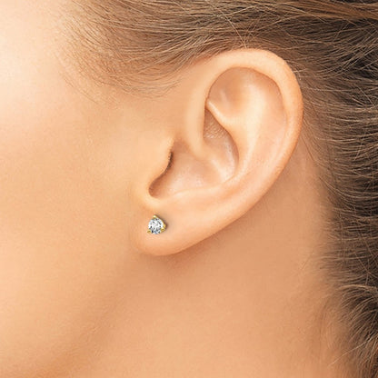 14k Yellow Gold 1/3 Ct. Lab Grown Diamond VS/SI+ G+ Round Three Prong Stud Post Earrings