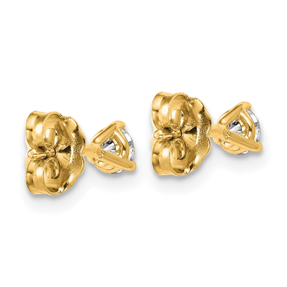 14k Yellow Gold 1/3 Ct. Lab Grown Diamond VS/SI+ G+ Round Three Prong Stud Post Earrings