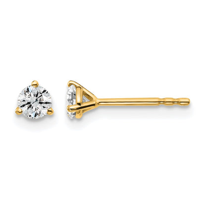 14K Yellow Gold 1/3 Ctw Lab Grown Diamond Vs+ F+ Round 3 Prong Heavy Wt. Stud Earrings