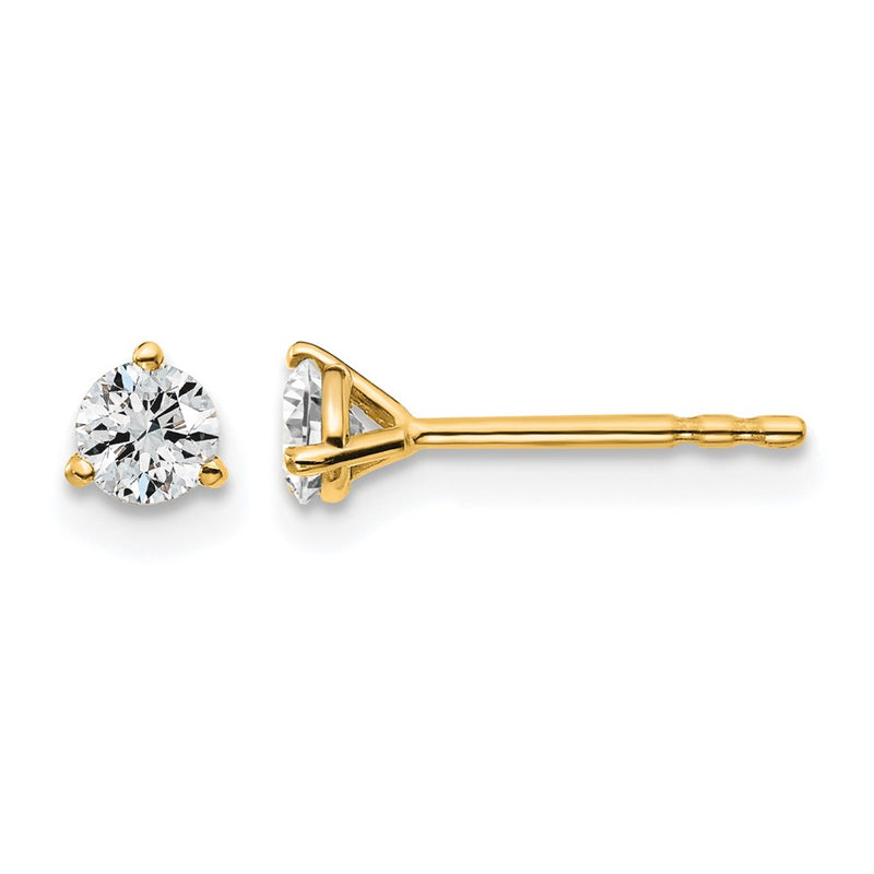14K Yellow Gold 1/3 Ctw Lab Grown Diamond Vs+ F+ Round 3 Prong Heavy Wt. Stud Earrings