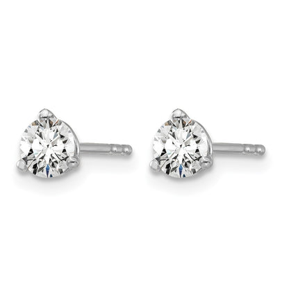 14k White Gold 1/2 Ct. Certified Lab Grown Diamond VS/SI+ G+ Round Three Prong Stud Post Earrings