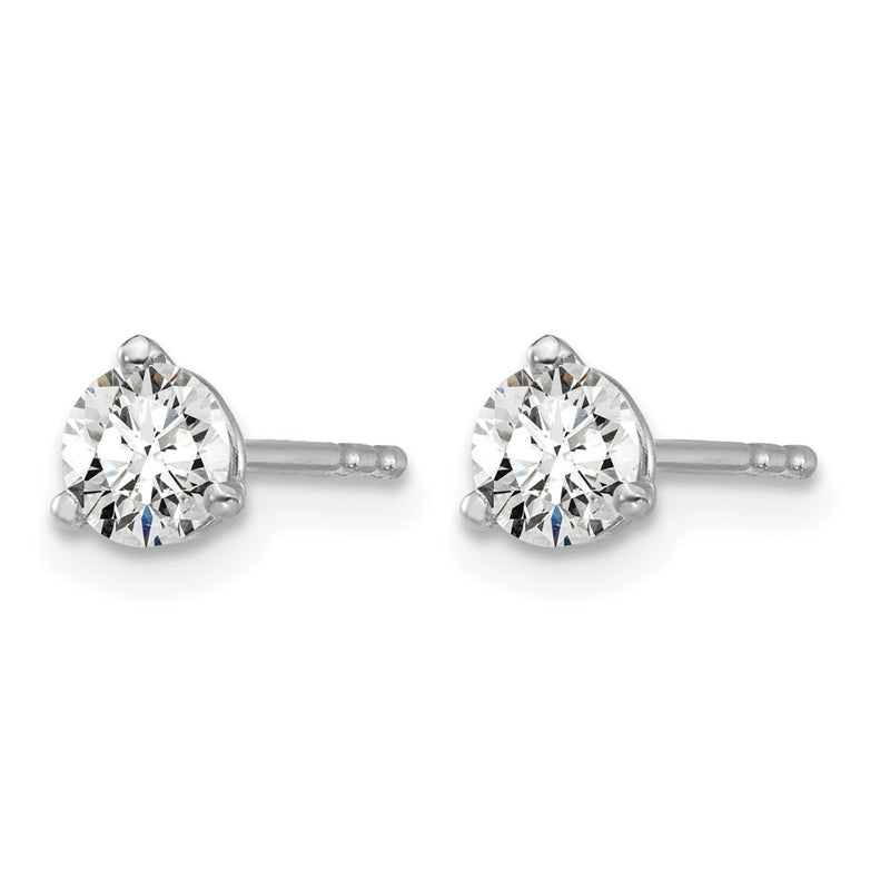 14k White Gold 1/2 Ct. Certified Lab Grown Diamond VS/SI+ G+ Round Three Prong Stud Post Earrings