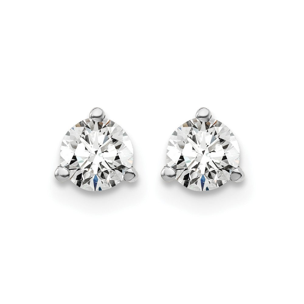 14k White Gold 1/2 Ct. Certified Lab Grown Diamond VS/SI+ G+ Round Three Prong Stud Post Earrings