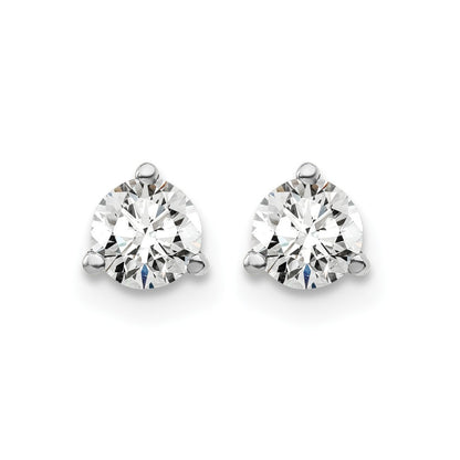 14k White Gold 1/2 Ct. Certified Lab Grown Diamond VS/SI+ G+ Round Three Prong Stud Post Earrings