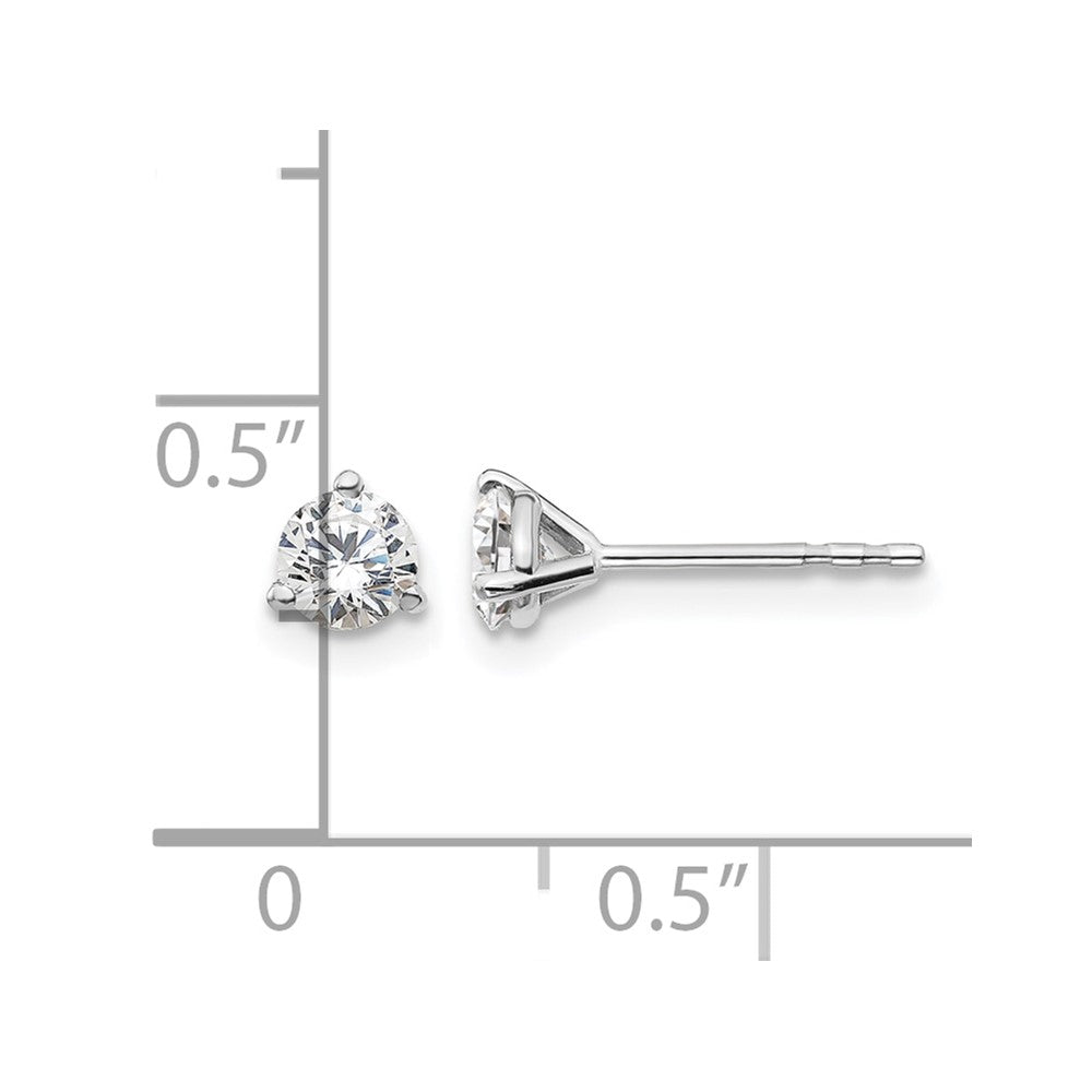 14k White Gold 1/2 Ct. Certified Lab Grown Diamond VS/SI+ G+ Round Three Prong Stud Post Earrings