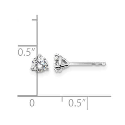14k White Gold 1/2 Ct. Certified Lab Grown Diamond VS/SI+ G+ Round Three Prong Stud Post Earrings
