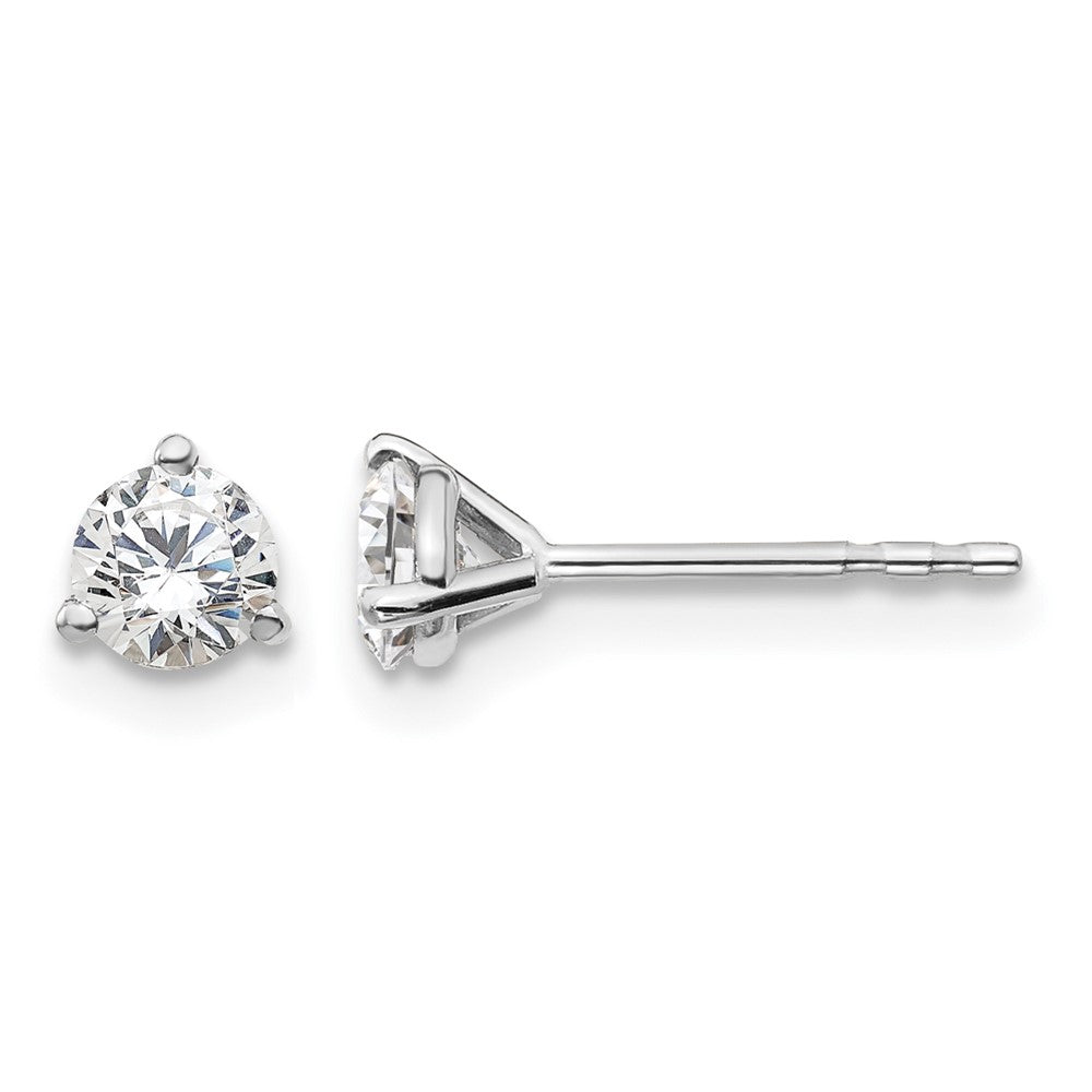 14k White Gold 1/2 Ct. Certified Lab Grown Diamond VS/SI+ G+ Round Three Prong Stud Post Earrings