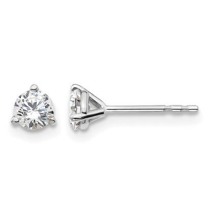 14k White Gold 1/2 Ct. Certified Lab Grown Diamond VS/SI+ G+ Round Three Prong Stud Post Earrings