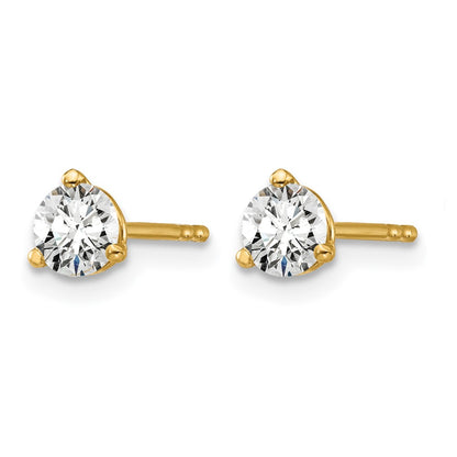 14k Yellow Gold 1/2 ctw Lab Grown Diamond VS/SI+ G+ Round 3 Prong Heavy Wt. Stud Earrings