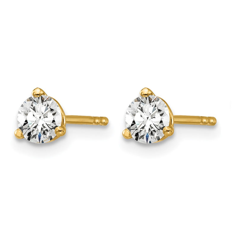 14k Yellow Gold 1/2 ctw Lab Grown Diamond VS/SI+ G+ Round 3 Prong Heavy Wt. Stud Earrings
