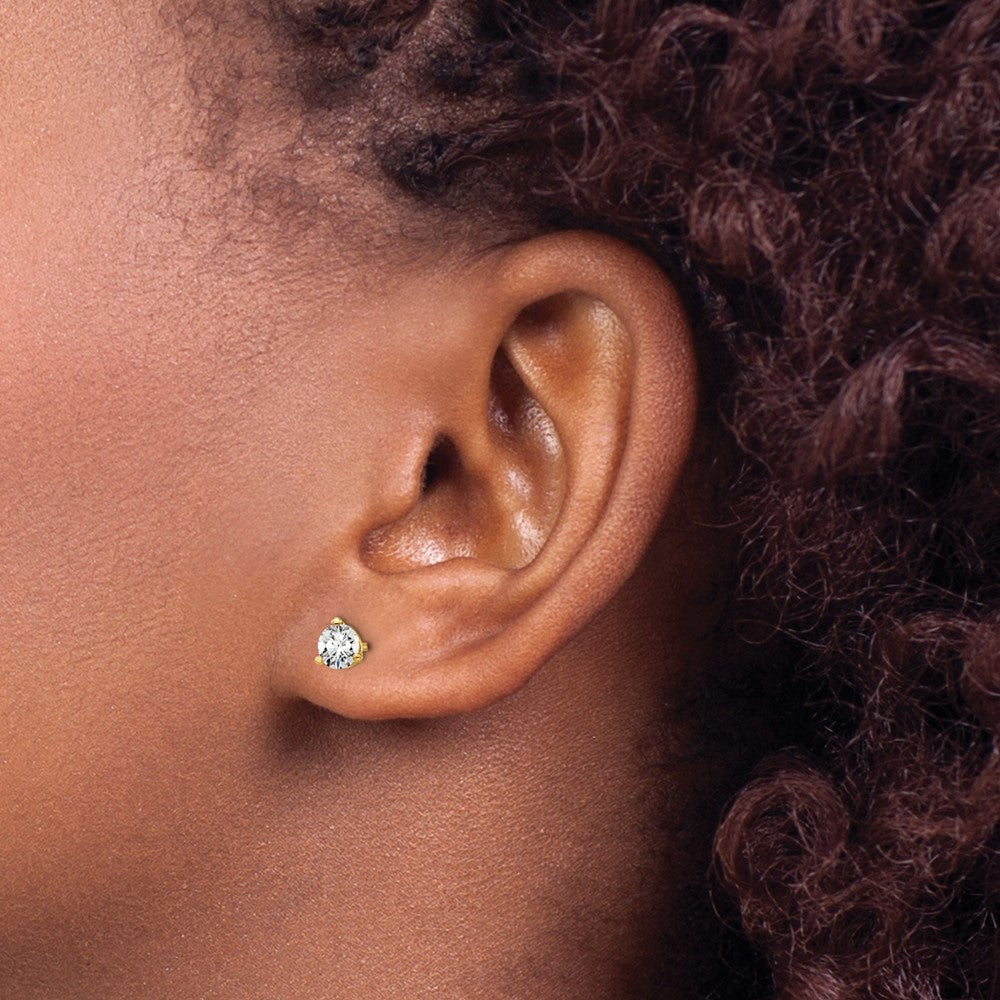 14k Yellow Gold 1/2 ctw Certified Lab Grown Diamond VS/SI+ G+ Round 3 Prong Heavy Wt. Stud Earrings
