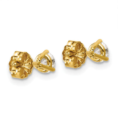 14k Yellow Gold 1/2 ctw Lab Grown Diamond VS/SI+ G+ Round 3 Prong Heavy Wt. Stud Earrings