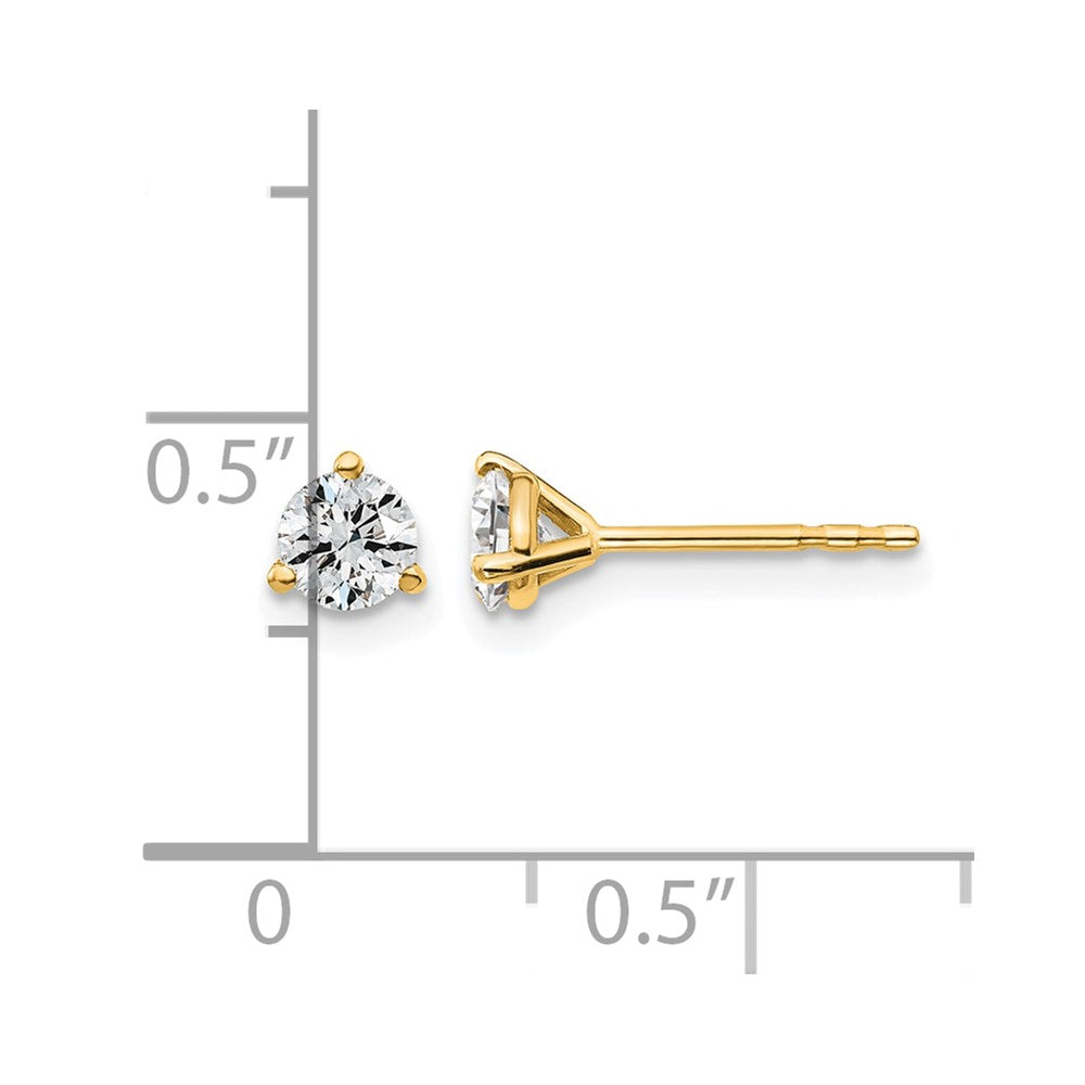 14k Yellow Gold 1/2 ctw Lab Grown Diamond VS/SI+ G+ Round 3 Prong Heavy Wt. Stud Earrings