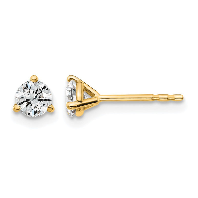 14k Yellow Gold 1/2 ctw Certified Lab Grown Diamond VS/SI+ G+ Round 3 Prong Heavy Wt. Stud Earrings