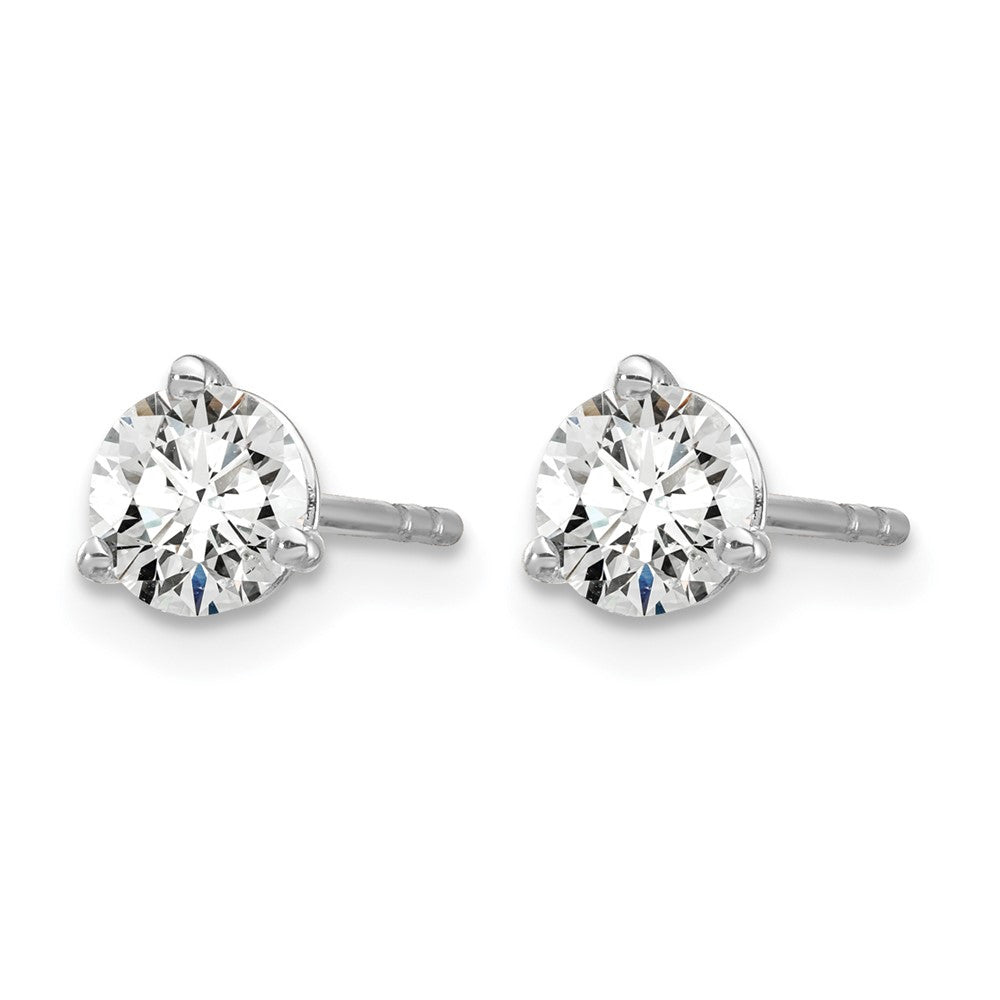 14k White Gold 2/3 ct Lab Grown Diamond VS/SI+ G+ Round Three Prong Stud Post Earrings