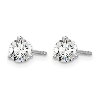 14k White Gold 2/3 ct Lab Grown Diamond VS/SI+ G+ Round Three Prong Stud Post Earrings