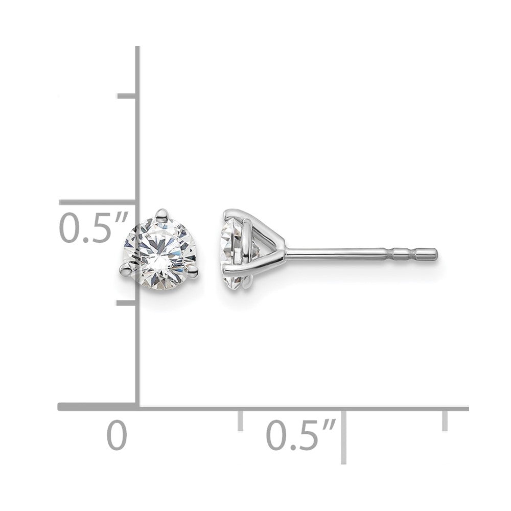 14k White Gold 2/3 ct Lab Grown Diamond VS/SI+ G+ Round Three Prong Stud Post Earrings