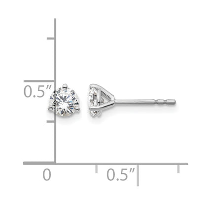 14k White Gold 2/3 ct Lab Grown Diamond VS/SI+ G+ Round Three Prong Stud Post Earrings