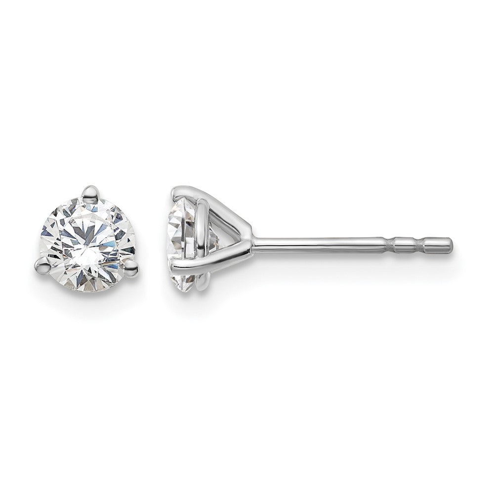 14k White Gold 2/3 ct Lab Grown Diamond VS/SI+ G+ Round Three Prong Stud Post Earrings