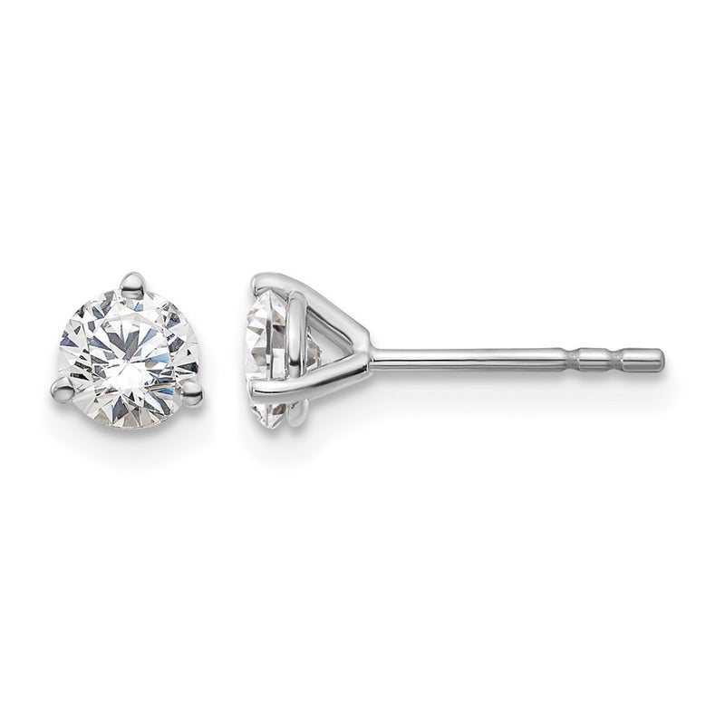 14K White Gold 2/3 Ctw Lab Grown Diamond Vs+ F+ Round 3 Prong Heavy Wt. Stud Earrings