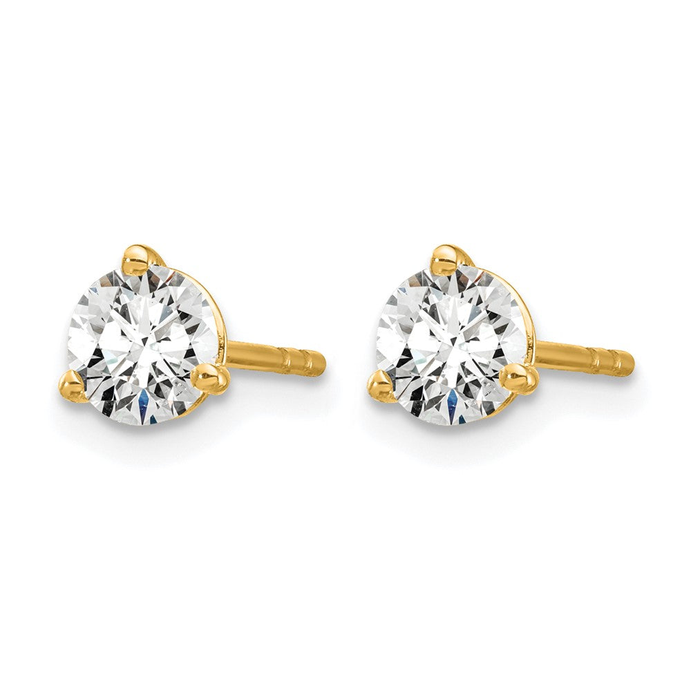 14K Yellow Gold 2/3 Ctw Lab Grown Diamond Vs+ F+ Round 3 Prong Heavy Wt. Stud Earrings