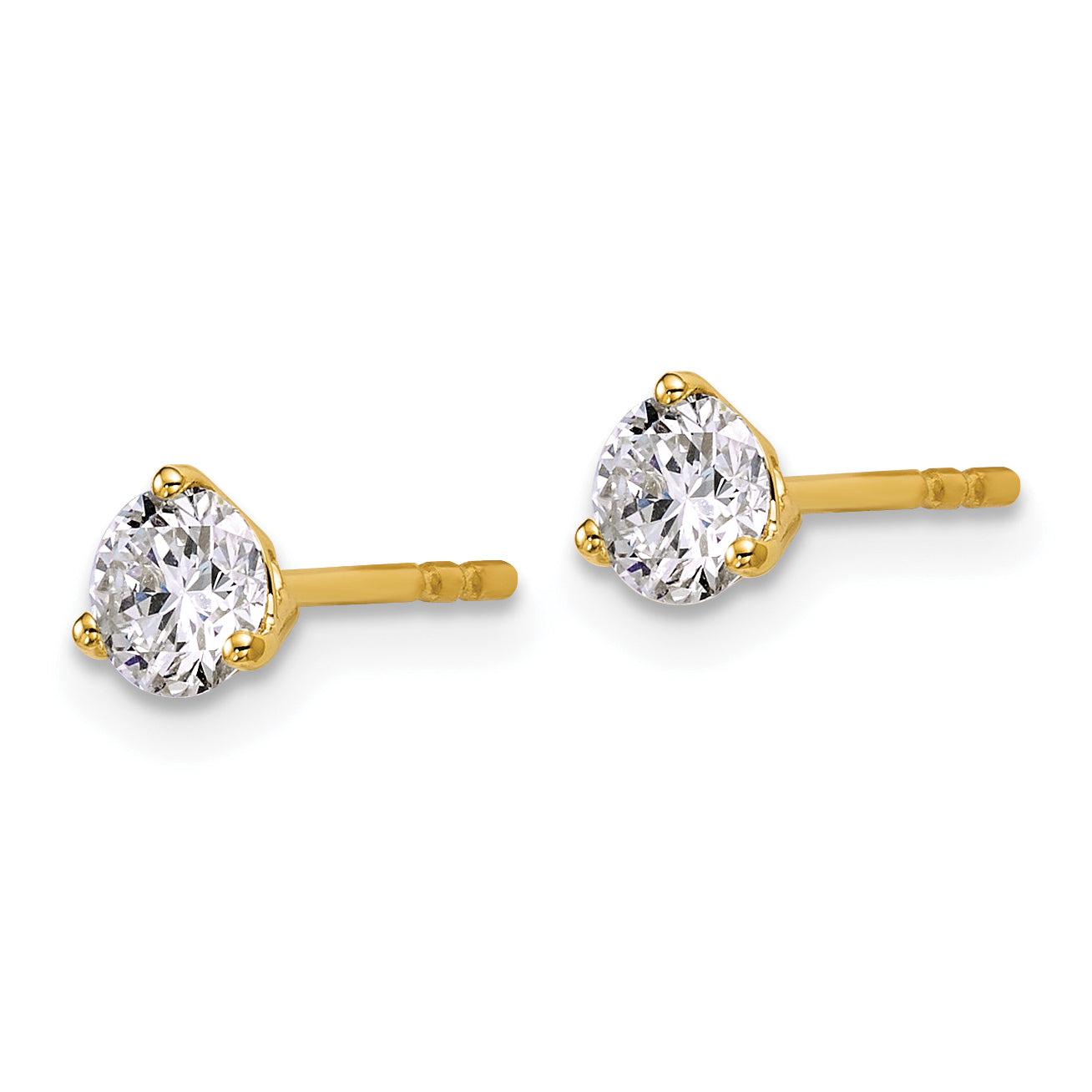 14k Yellow Gold 2/3 ctw Certified Lab Grown Diamond VS/SI+ G+ Round 3 Prong Heavy Wt. Stud Earrings