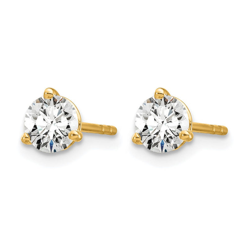 14k Yellow Gold 2/3 ctw Lab Grown Diamond VS/SI+ G+ Round 3 Prong Heavy Wt. Stud Earrings