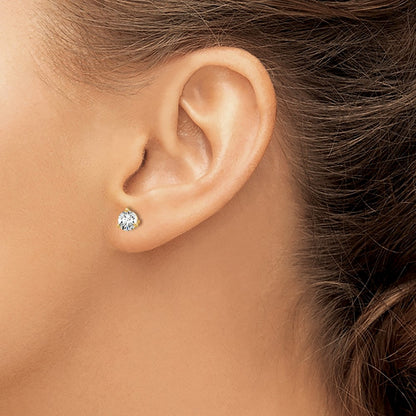 14K Yellow Gold 2/3 Ctw Lab Grown Diamond Vs+ F+ Round 3 Prong Heavy Wt. Stud Earrings