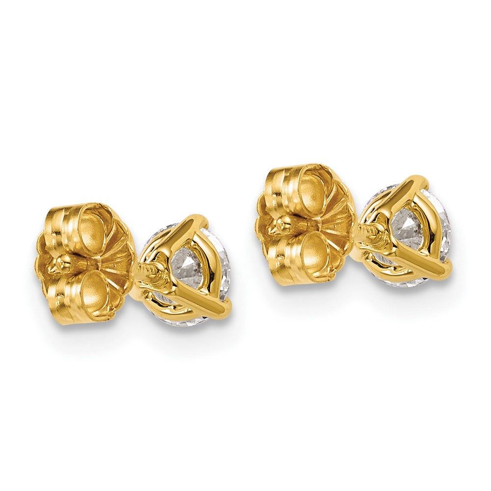 14K Yellow Gold 2/3 Ctw Lab Grown Diamond Vs+ F+ Round 3 Prong Heavy Wt. Stud Earrings