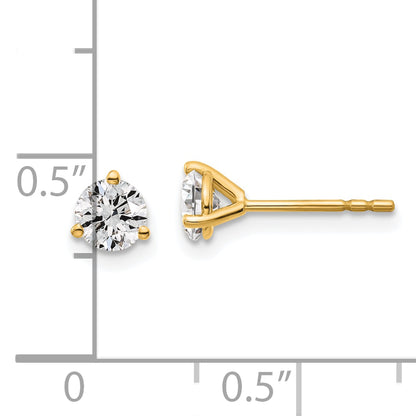 14k Yellow Gold 2/3 ctw Certified Lab Grown Diamond VS/SI+ G+ Round 3 Prong Heavy Wt. Stud Earrings