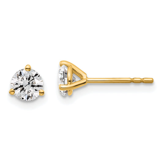 14k Yellow Gold 2/3 ctw Certified Lab Grown Diamond VS/SI+ G+ Round 3 Prong Heavy Wt. Stud Earrings