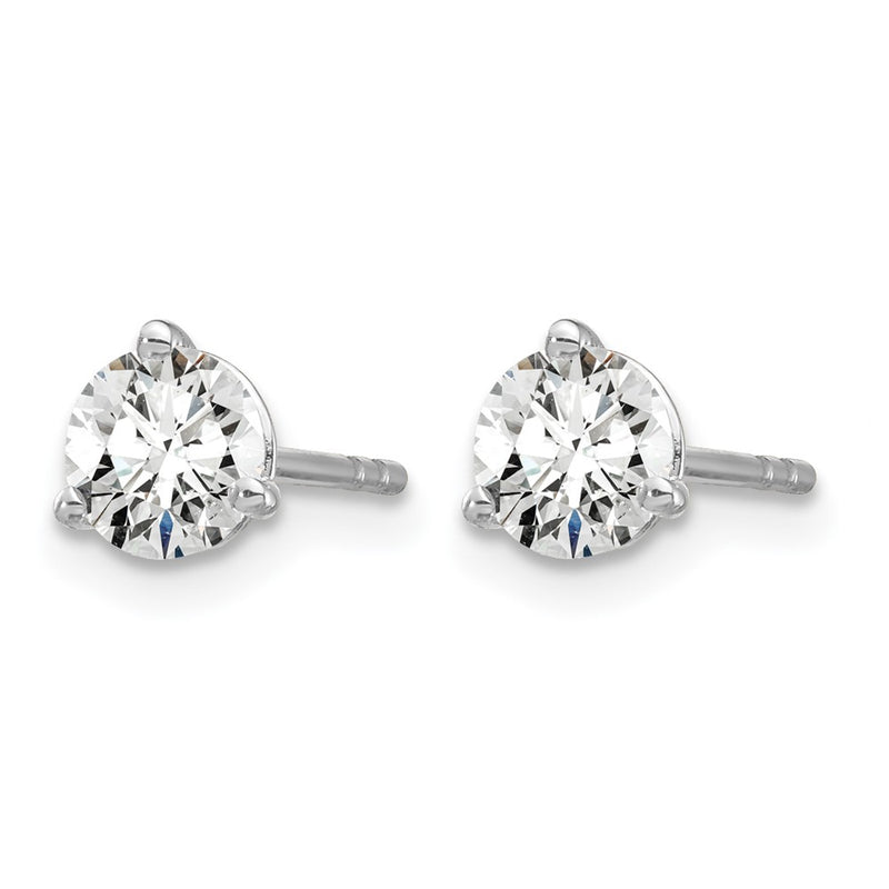 14K White Gold 3/4 Ctw Lab Grown Diamond Vs+ F+ Round 3 Prong Heavy Wt. Stud Earrings