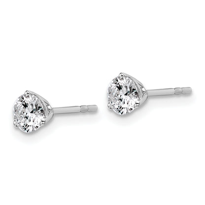 14k White Gold 3/4 ct Lab Grown Diamond VS/SI+ G+ Round Three Prong Stud Post Earrings