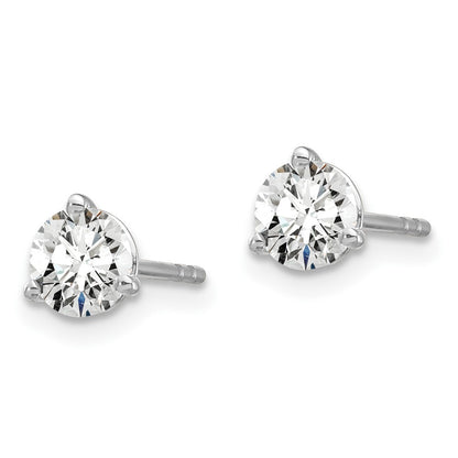 14k White Gold 3/4 ct Certified Lab Grown Diamond VS/SI+ G+ Round Three Prong Stud Post Earrings