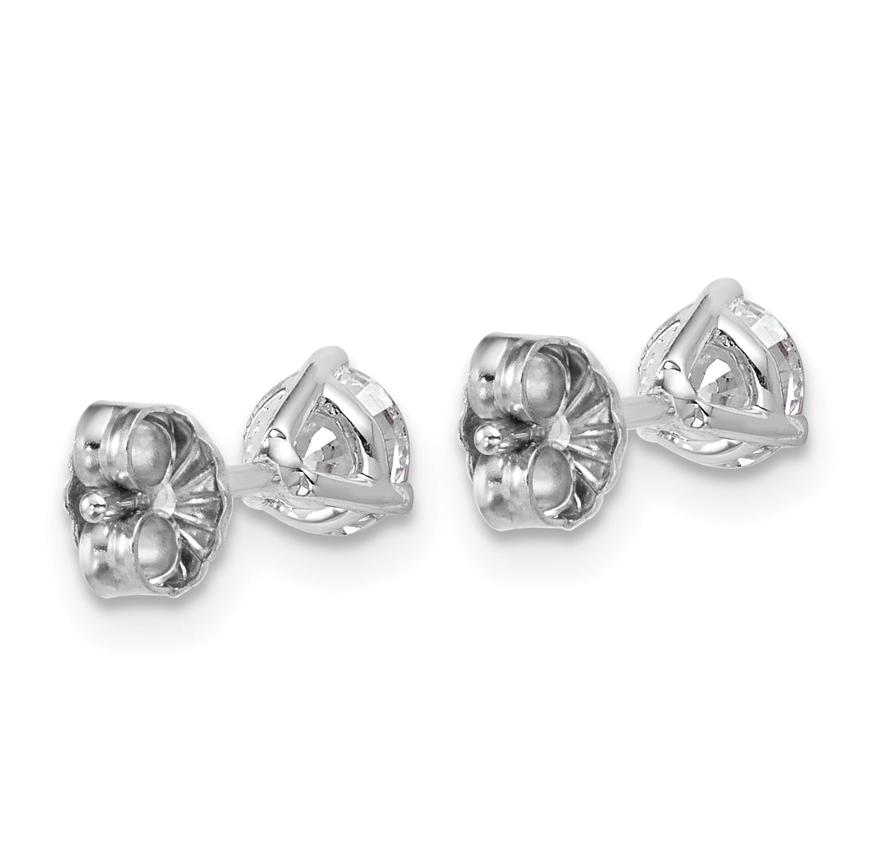 14k White Gold 3/4 ct Lab Grown Diamond VS/SI+ G+ Round Three Prong Stud Post Earrings