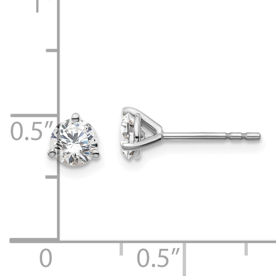 14k White Gold 3/4 ct Lab Grown Diamond VS/SI+ G+ Round Three Prong Stud Post Earrings