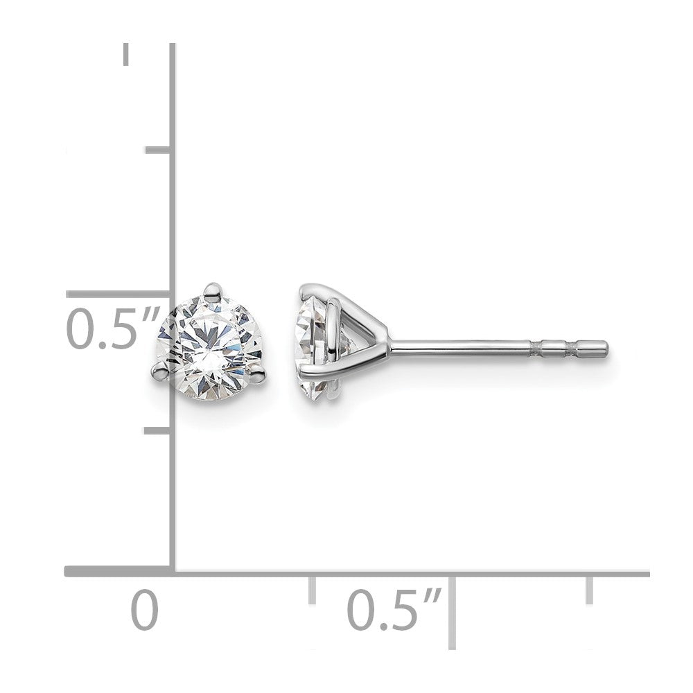 14K White Gold 3/4 Ctw Certified Lab Grown Diamond Vs+ F+ Round 3 Prong Heavy Wt. Stud Earrings