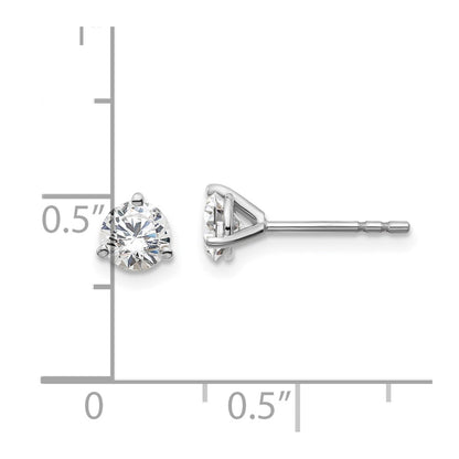 14k White Gold 3/4 ct Certified Lab Grown Diamond VS/SI+ G+ Round Three Prong Stud Post Earrings