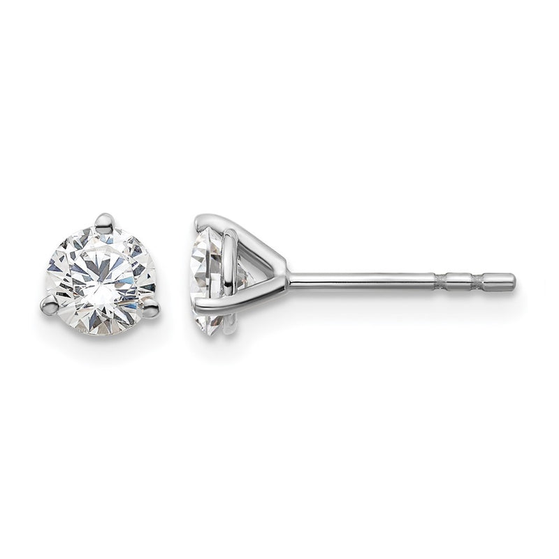 14K White Gold 3/4 Ctw Lab Grown Diamond Vs+ F+ Round 3 Prong Heavy Wt. Stud Earrings
