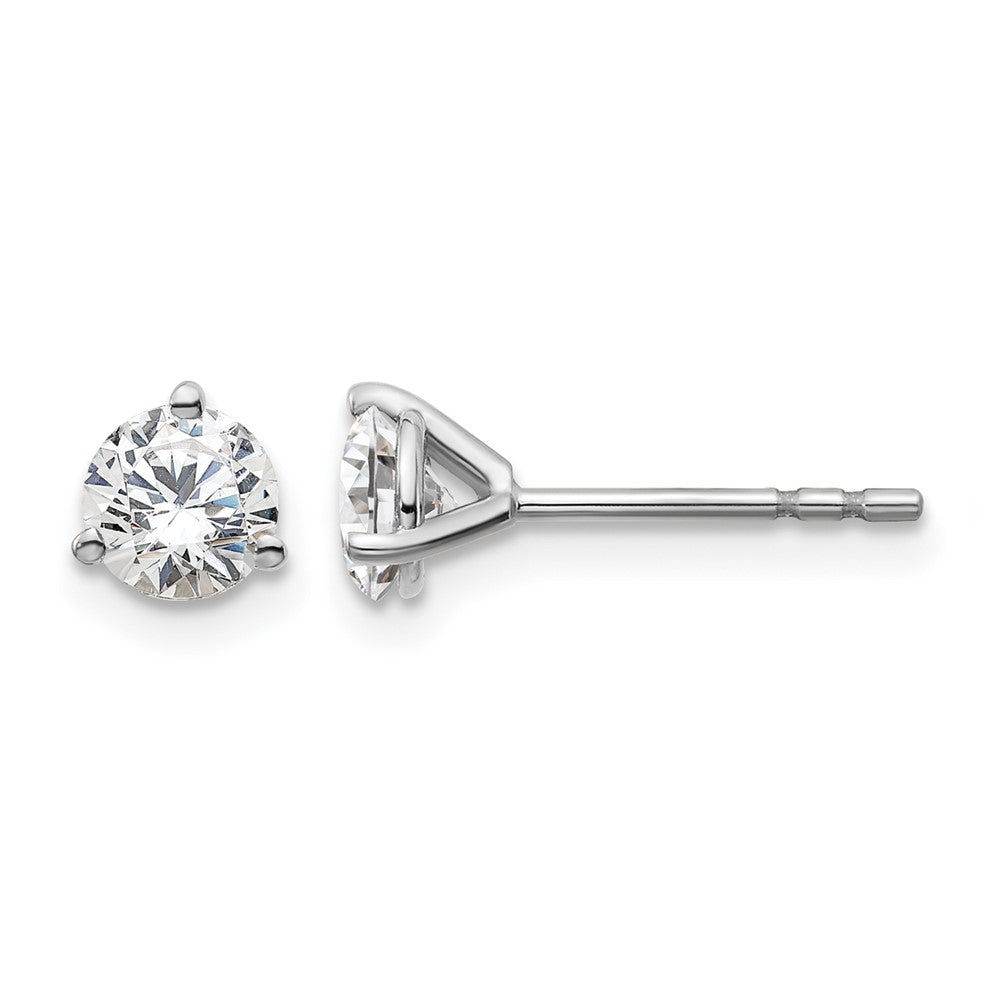 14k White Gold 3/4 ctw Certified Lab Grown Diamond VS/SI+ G+ Round 3 Prong Heavy Wt. Stud Earrings