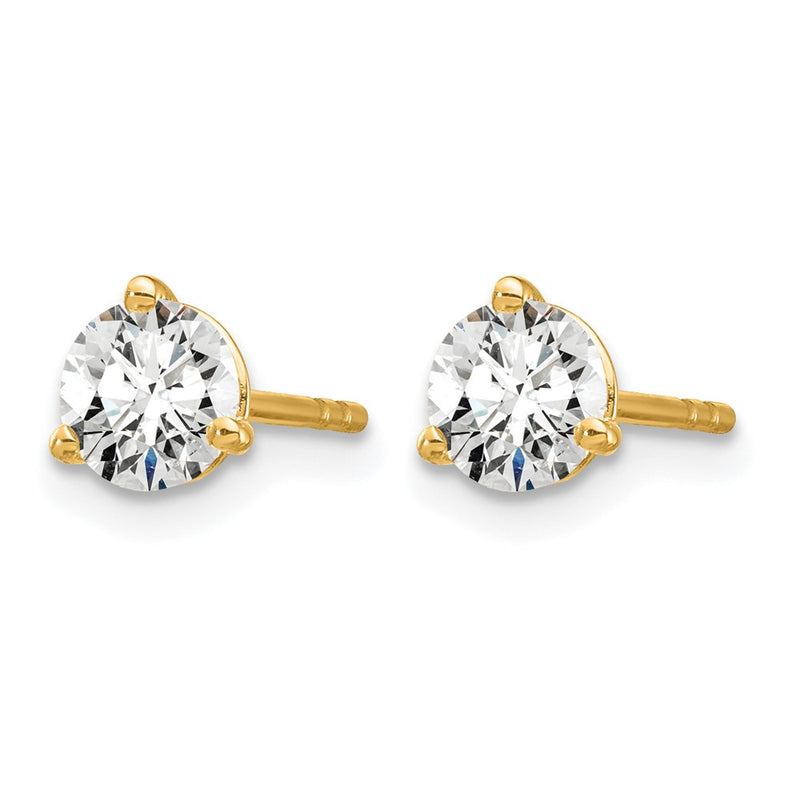 14K Yellow Gold 3/4 Ctw Certified Lab Grown Diamond Vs+ F+ Round 3 Prong Heavy Wt. Stud Earrings