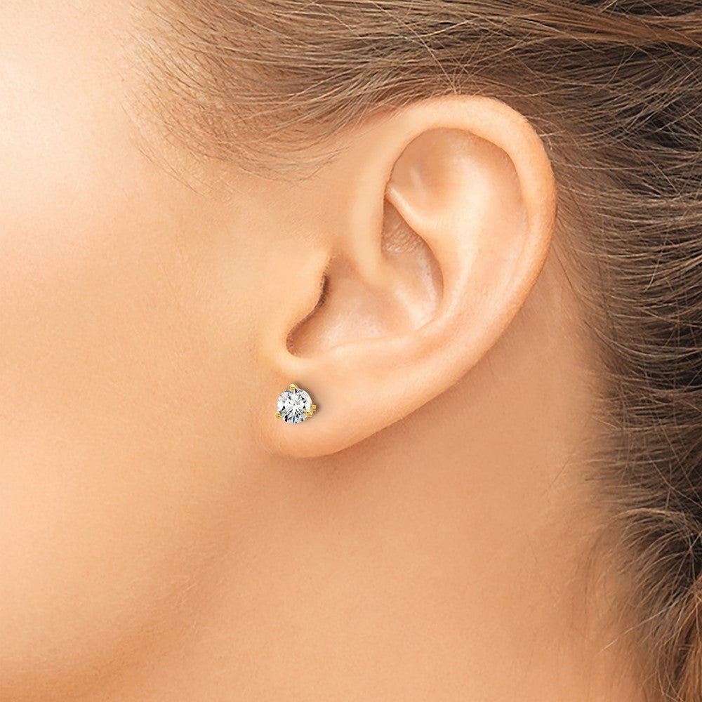 14k Yellow Gold 3/4 ctw Certified Lab Grown Diamond VS/SI+ G+ Round 3 Prong Heavy Wt. Stud Earrings