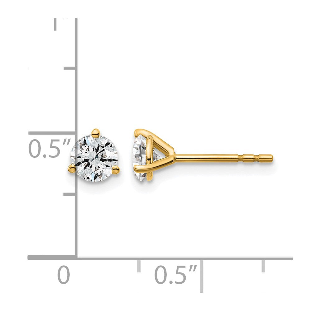 14K Yellow Gold 3/4 Ctw Lab Grown Diamond Vs+ F+ Round 3 Prong Heavy Wt. Stud Earrings