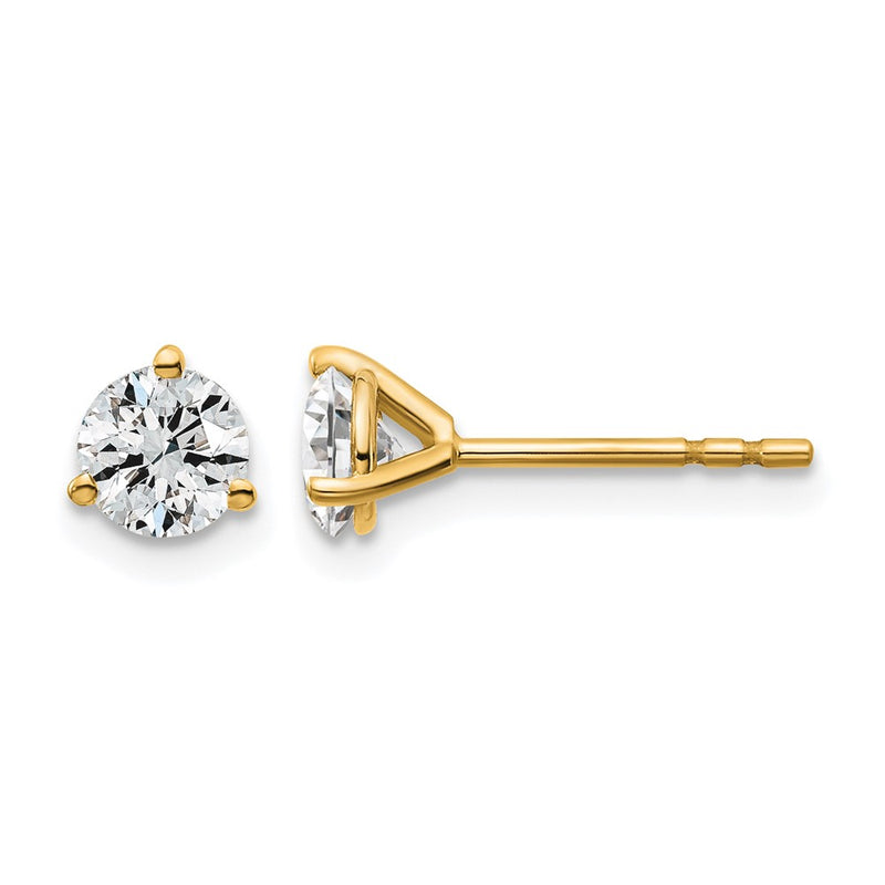 14K Yellow Gold 3/4 Ctw Certified Lab Grown Diamond Vs+ F+ Round 3 Prong Heavy Wt. Stud Earrings